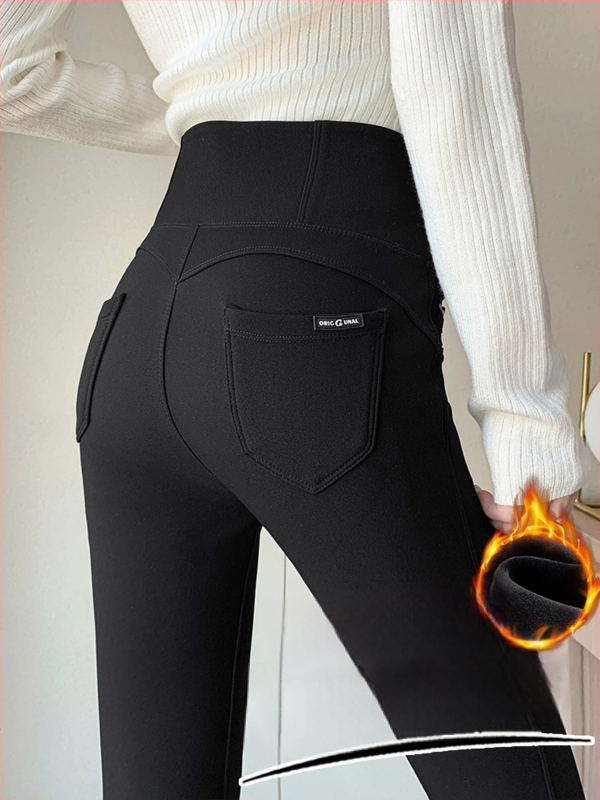 Γυναίκες Θερμαινόμενα Παντελόνια Με Ψηλή Μέση, Τύπου Κλίν, Από Βισκόζη