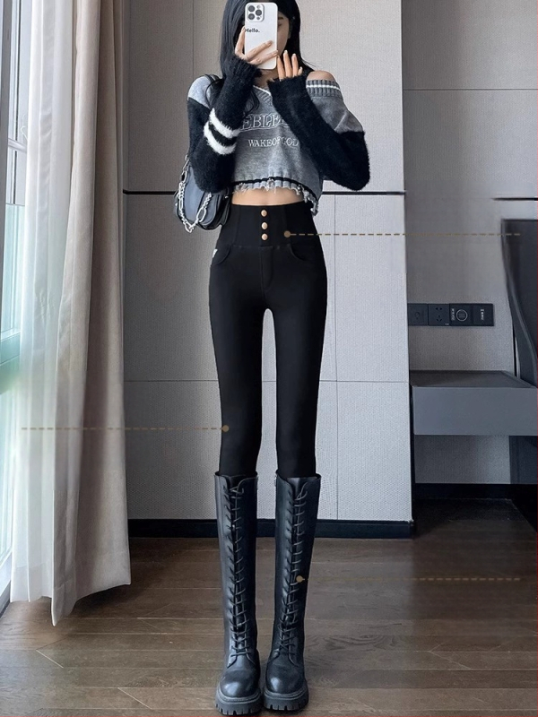 Γυναίκες Θερμαινόμενα Παντελόνια Με Ψηλή Μέση, Τύπου Κλίν, Από Βισκόζη