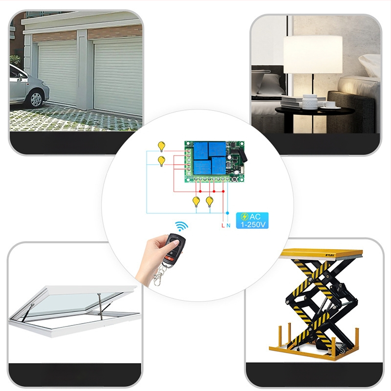 433MHz četiri-kanalni bežični prekidač upravljački modul za 110–220V relej