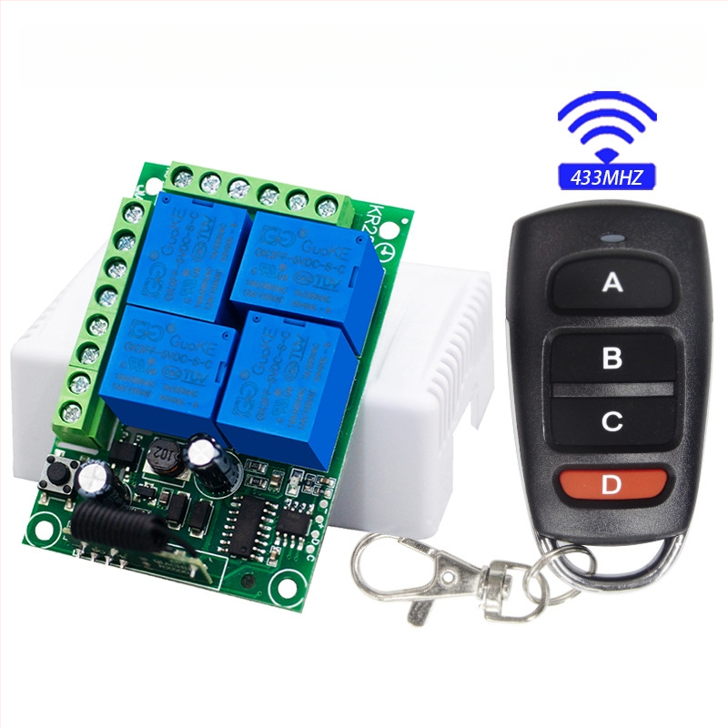 433MHz četiri-kanalni bežični prekidač upravljački modul za 110–220V relej