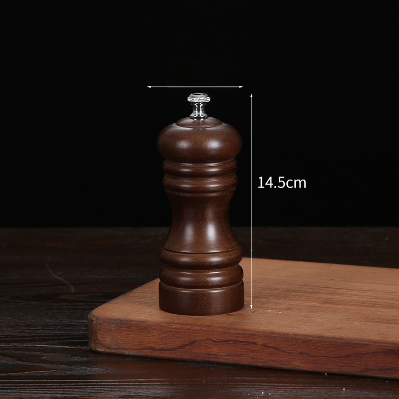 Дървен ръчен мелник за черен пипер и морска сол | съд за подправки, съвместим със твърди подправки, модерен минималистичен дизайн