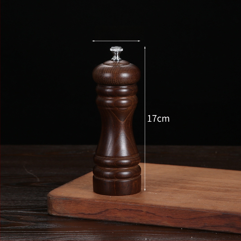 Дървен ръчен мелник за черен пипер и морска сол | съд за подправки, съвместим със твърди подправки, модерен минималистичен дизайн