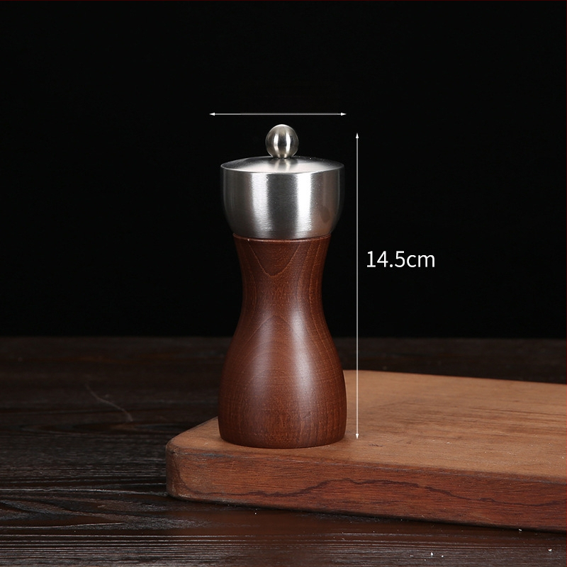 Дървен ръчен мелник за черен пипер и морска сол | съд за подправки, съвместим със твърди подправки, модерен минималистичен дизайн