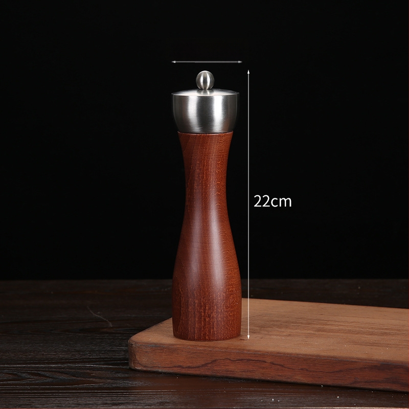 Дървен ръчен мелник за черен пипер и морска сол | съд за подправки, съвместим със твърди подправки, модерен минималистичен дизайн