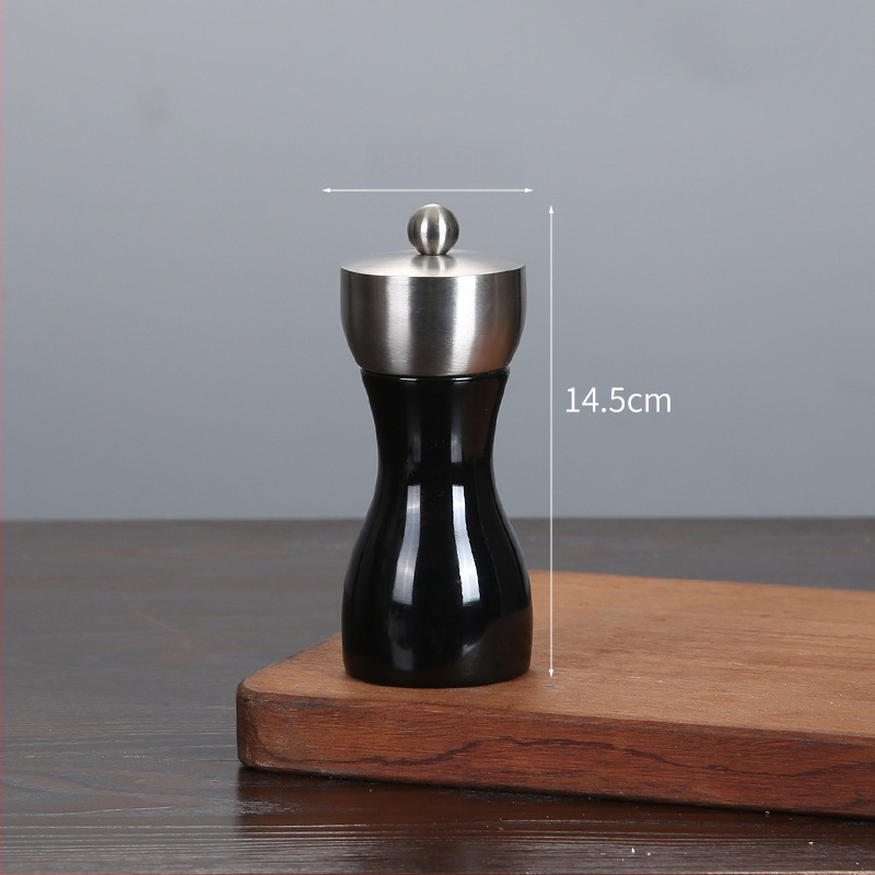 Дървен ръчен мелник за черен пипер и морска сол | съд за подправки, съвместим със твърди подправки, модерен минималистичен дизайн