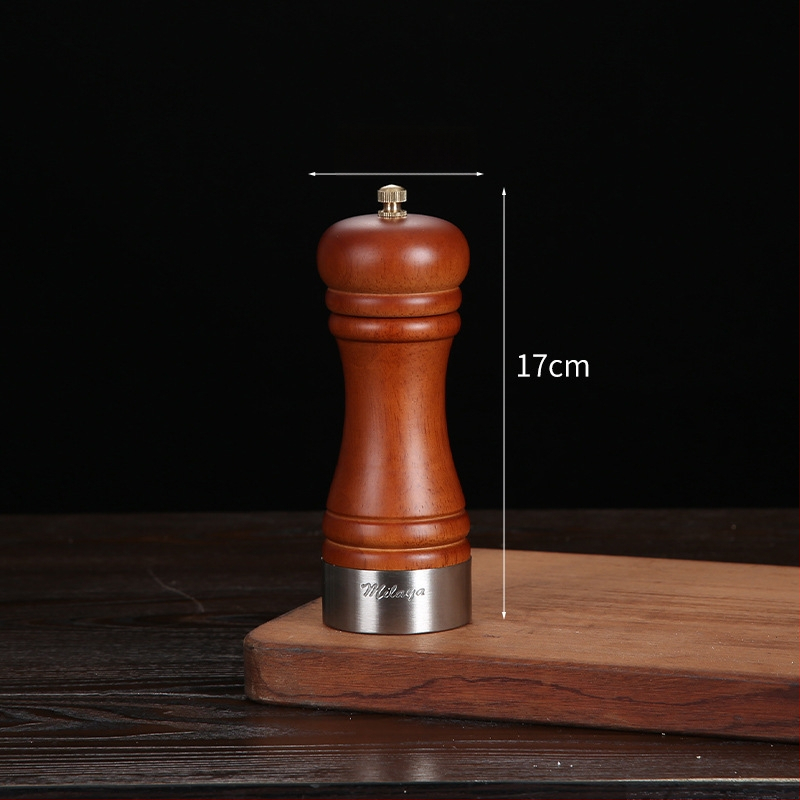 Дървен ръчен мелник за черен пипер и морска сол | съд за подправки, съвместим със твърди подправки, модерен минималистичен дизайн