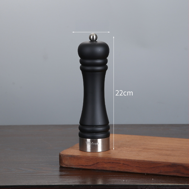 Дървен ръчен мелник за черен пипер и морска сол | съд за подправки, съвместим със твърди подправки, модерен минималистичен дизайн