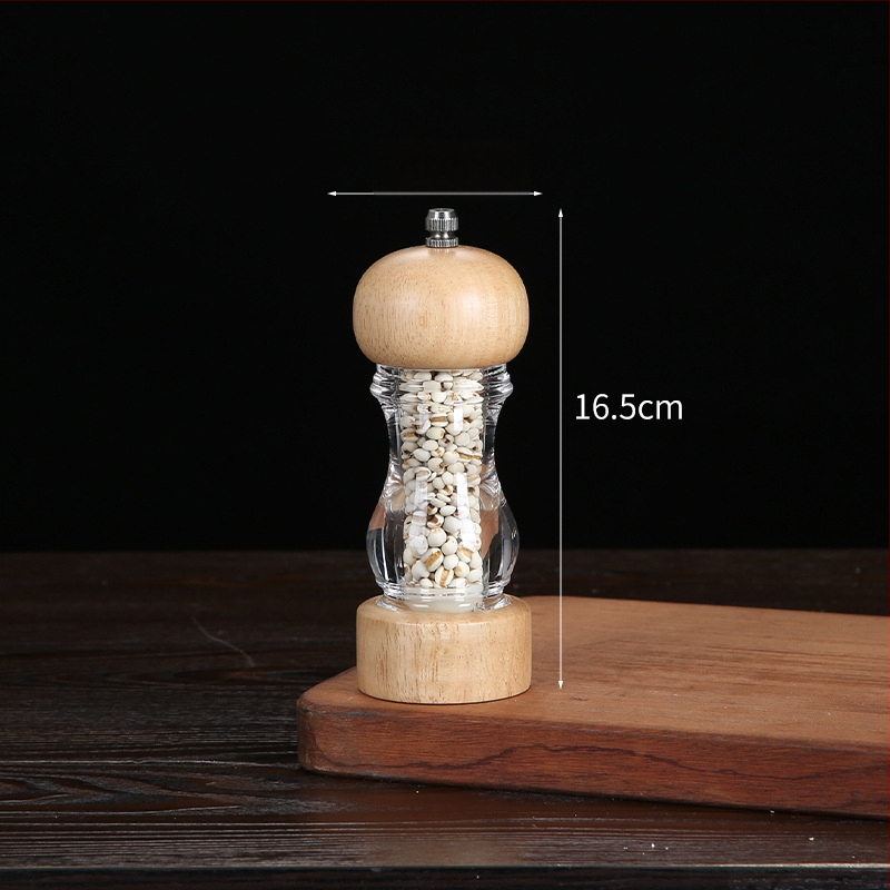 Дървен ръчен мелник за черен пипер и морска сол | съд за подправки, съвместим със твърди подправки, модерен минималистичен дизайн