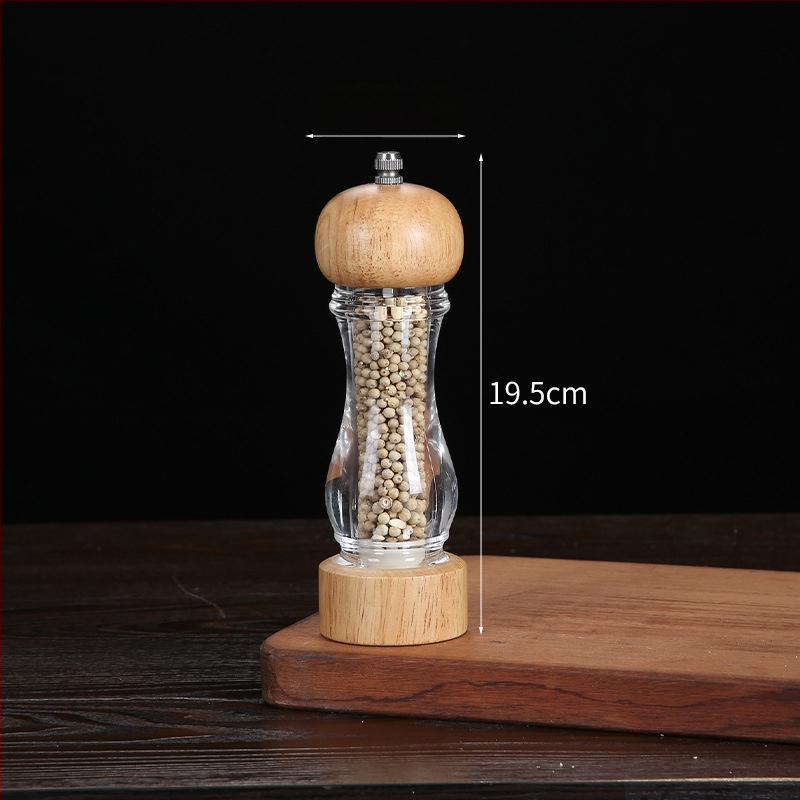 Дървен ръчен мелник за черен пипер и морска сол | съд за подправки, съвместим със твърди подправки, модерен минималистичен дизайн
