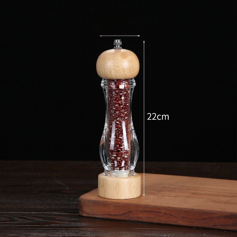 Дървен ръчен мелник за черен пипер и морска сол | съд за подправки, съвместим със твърди подправки, модерен минималистичен дизайн