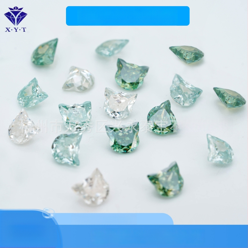 Moissanite κρεμαστό με σχήμα κεφαλής γάτας, γυαλιστερό φινίρισμα, VVS καθαρότητα