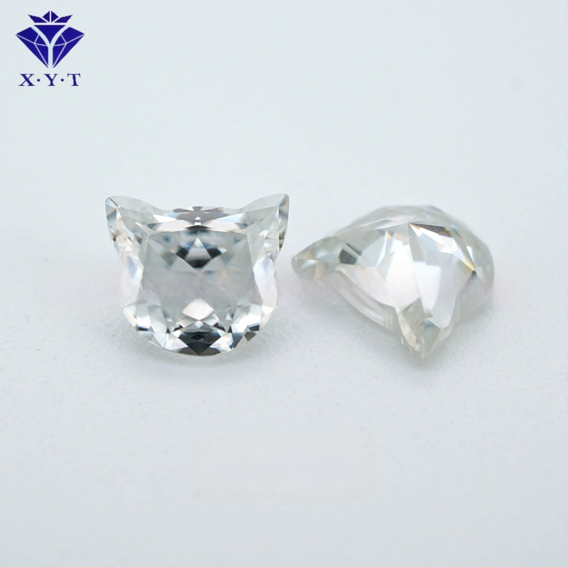 Moissanite κρεμαστό με σχήμα κεφαλής γάτας, γυαλιστερό φινίρισμα, VVS καθαρότητα