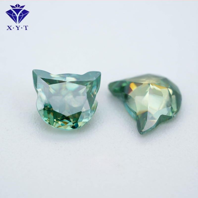 Moissanite κρεμαστό με σχήμα κεφαλής γάτας, γυαλιστερό φινίρισμα, VVS καθαρότητα