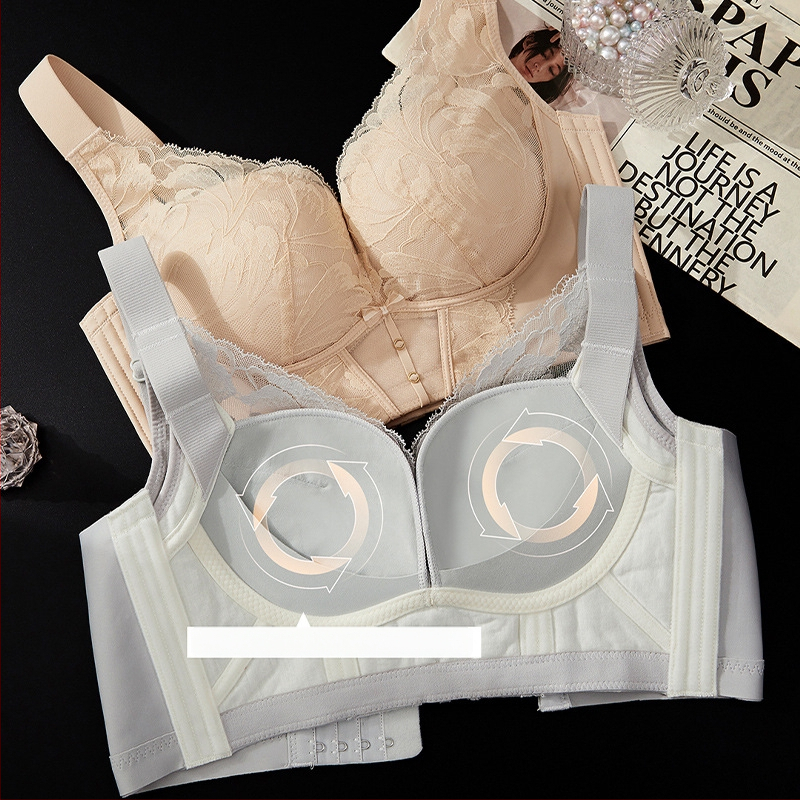 Ρυθμιζόμενο σουτιέν με κύπελλα μασάζ τουρμαλίνης, πλευρική στήριξη, 3/4 κύπελλο, μεσαίο μοντέλο καλύμματος, πίσω κούμπωμα τεσσάρων σειρών