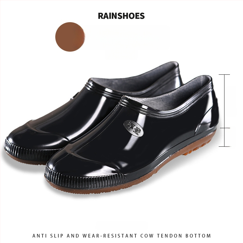 Guixin férfi esőcsizmák, vízállóak, fleece bélésesek, csúszásmentes és kopásálló talppal, alacsony szárú kialakítás