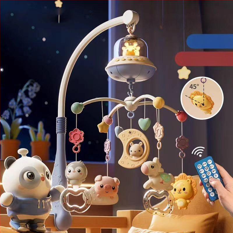 Jucărie muzicală rotativă pentru pătuț, cu posibilitate de agățare — ajutor liniștitor pentru somn, stimulare vizuală, dezvoltare auditivă; Brand: Ybr/Youbein; Vârstă: 0–3 ani; Material: plastic