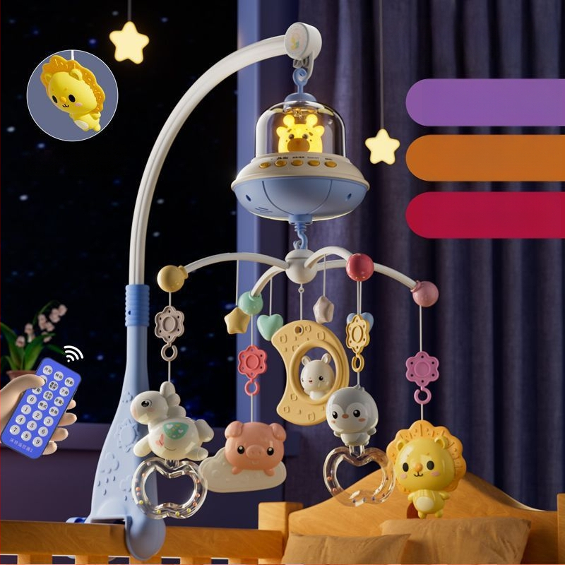 Jucărie muzicală rotativă pentru pătuț, cu posibilitate de agățare — ajutor liniștitor pentru somn, stimulare vizuală, dezvoltare auditivă; Brand: Ybr/Youbein; Vârstă: 0–3 ani; Material: plastic