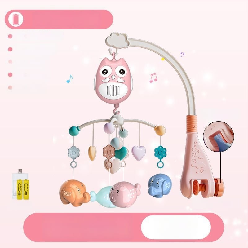 Jucărie muzicală rotativă pentru pătuț, cu posibilitate de agățare — ajutor liniștitor pentru somn, stimulare vizuală, dezvoltare auditivă; Brand: Ybr/Youbein; Vârstă: 0–3 ani; Material: plastic
