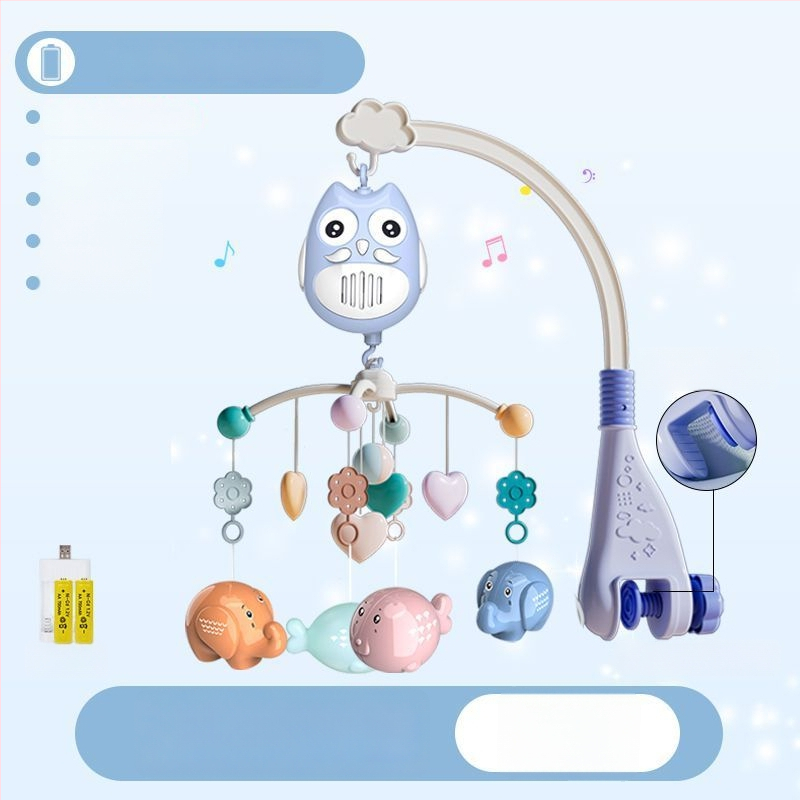Jucărie muzicală rotativă pentru pătuț, cu posibilitate de agățare — ajutor liniștitor pentru somn, stimulare vizuală, dezvoltare auditivă; Brand: Ybr/Youbein; Vârstă: 0–3 ani; Material: plastic