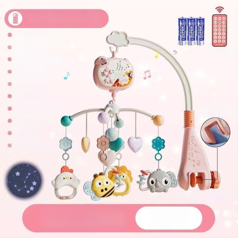 Jucărie muzicală rotativă pentru pătuț, cu posibilitate de agățare — ajutor liniștitor pentru somn, stimulare vizuală, dezvoltare auditivă; Brand: Ybr/Youbein; Vârstă: 0–3 ani; Material: plastic
