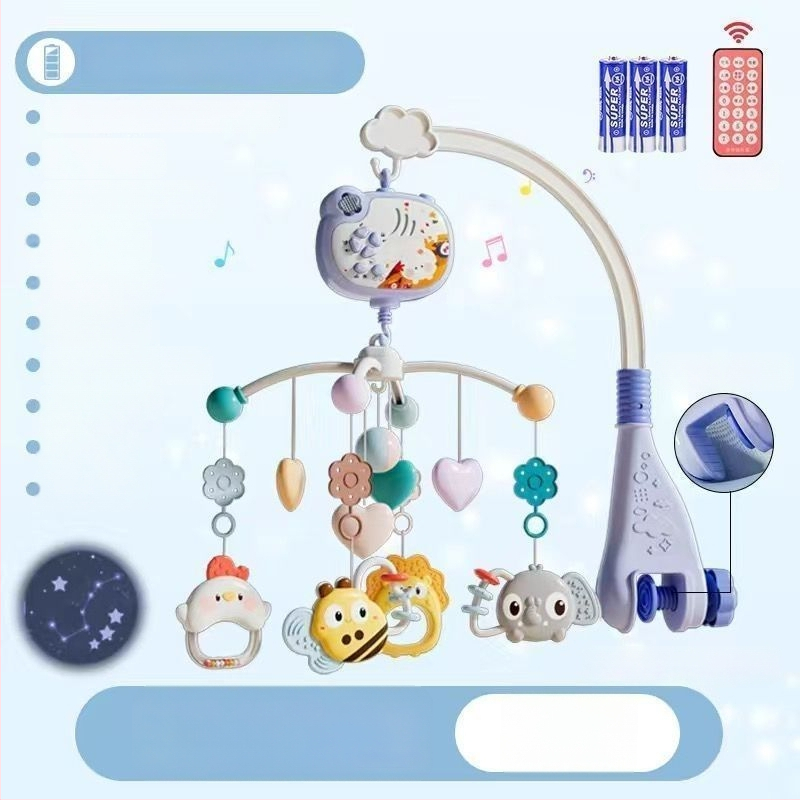 Jucărie muzicală rotativă pentru pătuț, cu posibilitate de agățare — ajutor liniștitor pentru somn, stimulare vizuală, dezvoltare auditivă; Brand: Ybr/Youbein; Vârstă: 0–3 ani; Material: plastic