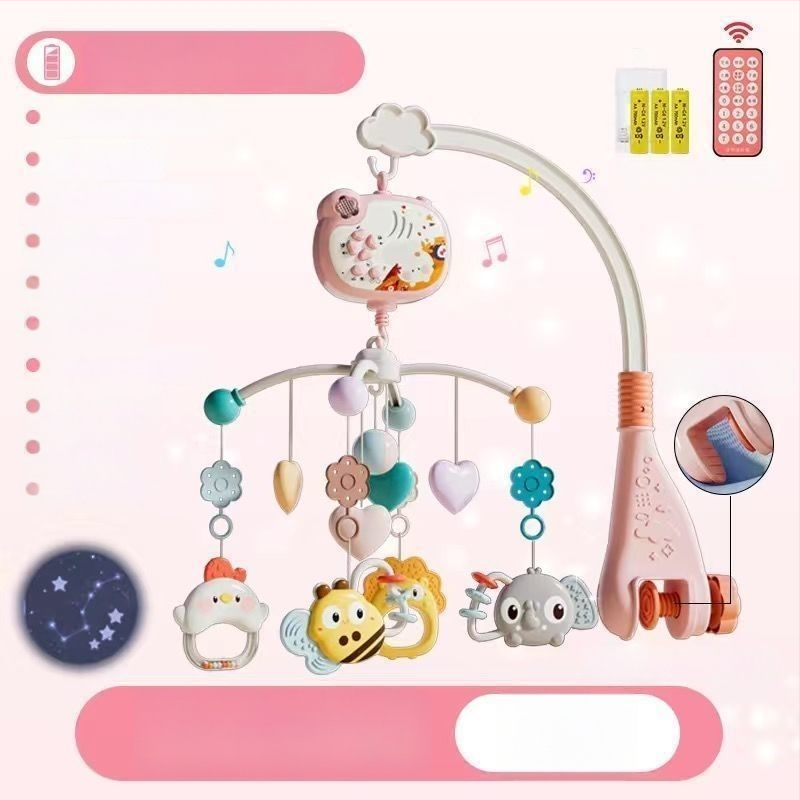 Jucărie muzicală rotativă pentru pătuț, cu posibilitate de agățare — ajutor liniștitor pentru somn, stimulare vizuală, dezvoltare auditivă; Brand: Ybr/Youbein; Vârstă: 0–3 ani; Material: plastic