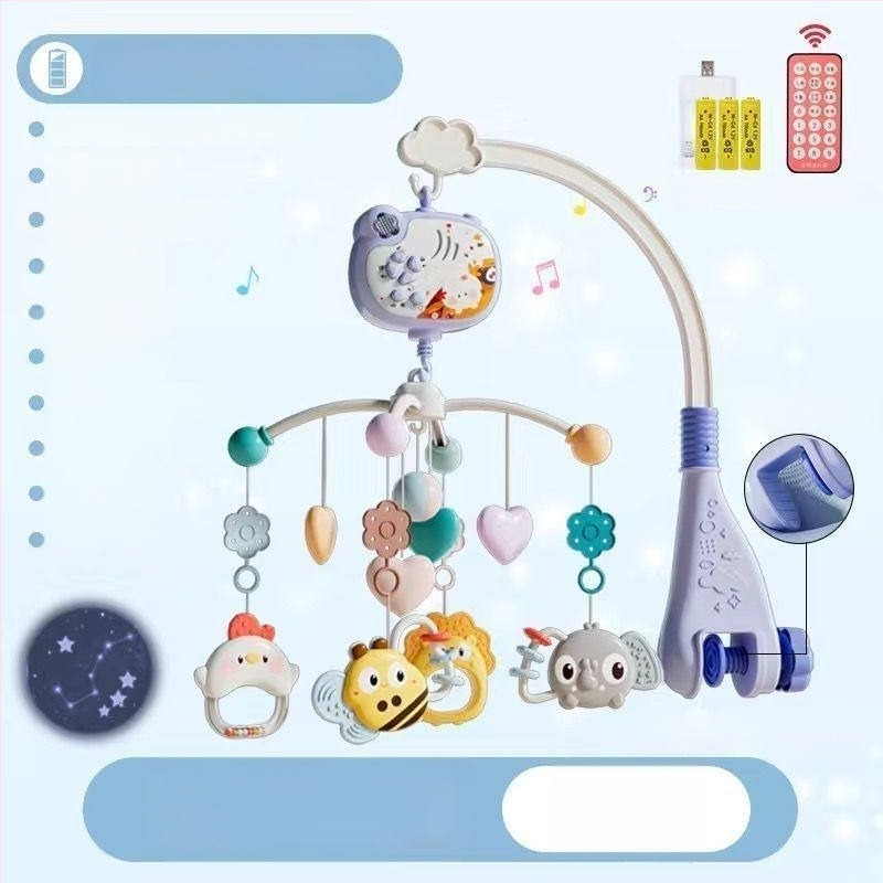 Jucărie muzicală rotativă pentru pătuț, cu posibilitate de agățare — ajutor liniștitor pentru somn, stimulare vizuală, dezvoltare auditivă; Brand: Ybr/Youbein; Vârstă: 0–3 ani; Material: plastic