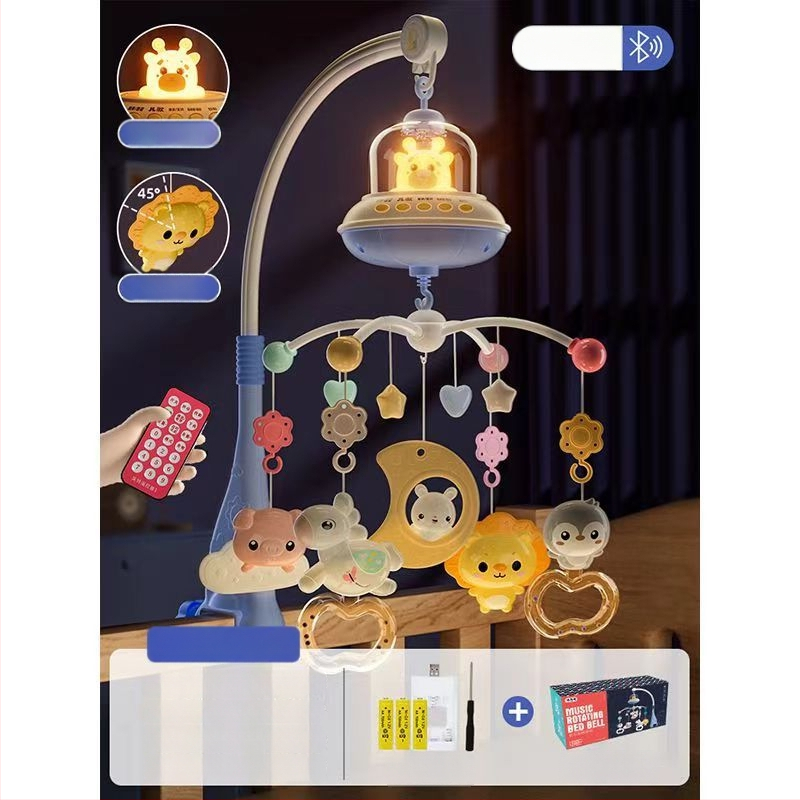 Jucărie muzicală rotativă pentru pătuț, cu posibilitate de agățare — ajutor liniștitor pentru somn, stimulare vizuală, dezvoltare auditivă; Brand: Ybr/Youbein; Vârstă: 0–3 ani; Material: plastic