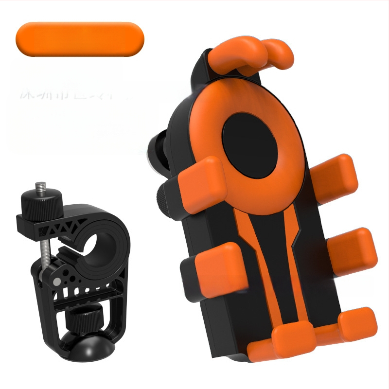 Държач за телефон за колоездене с осем щипки и антишокова конструкция (устройства 4,7–7 инча; пластмасов монтаж; универсално съвместим; за велосипед, мотоциклет и електрически транспорт)