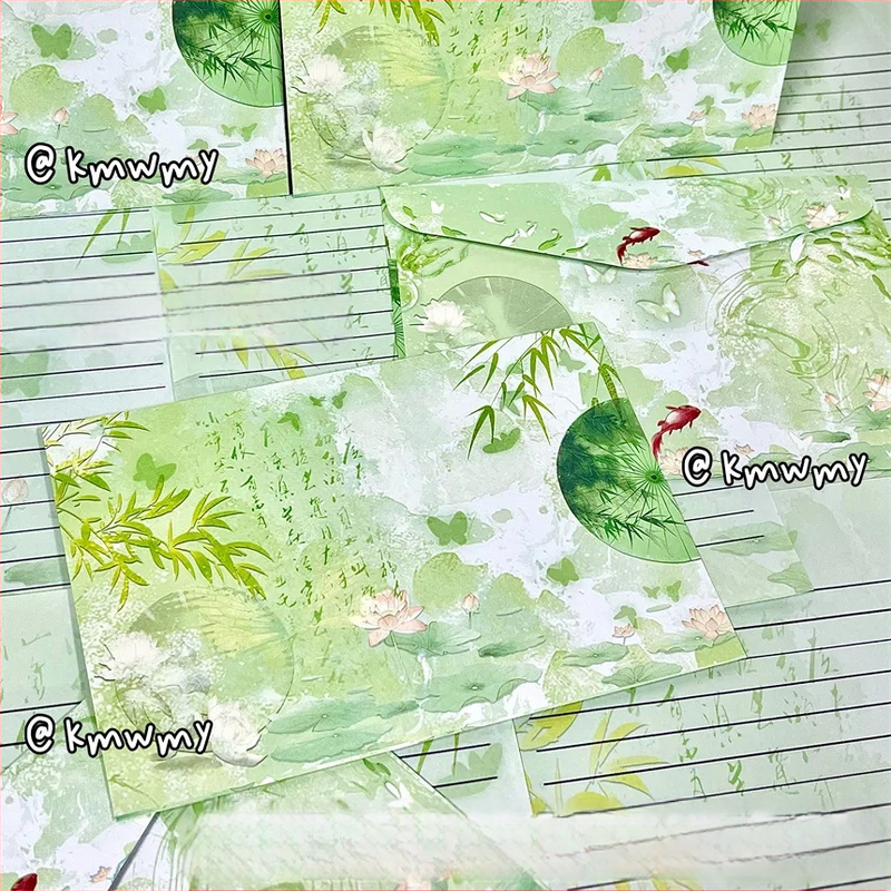 Комплект за писма: плик и листове офсетова хартия, стил китайски плик, без лого, без персонализация