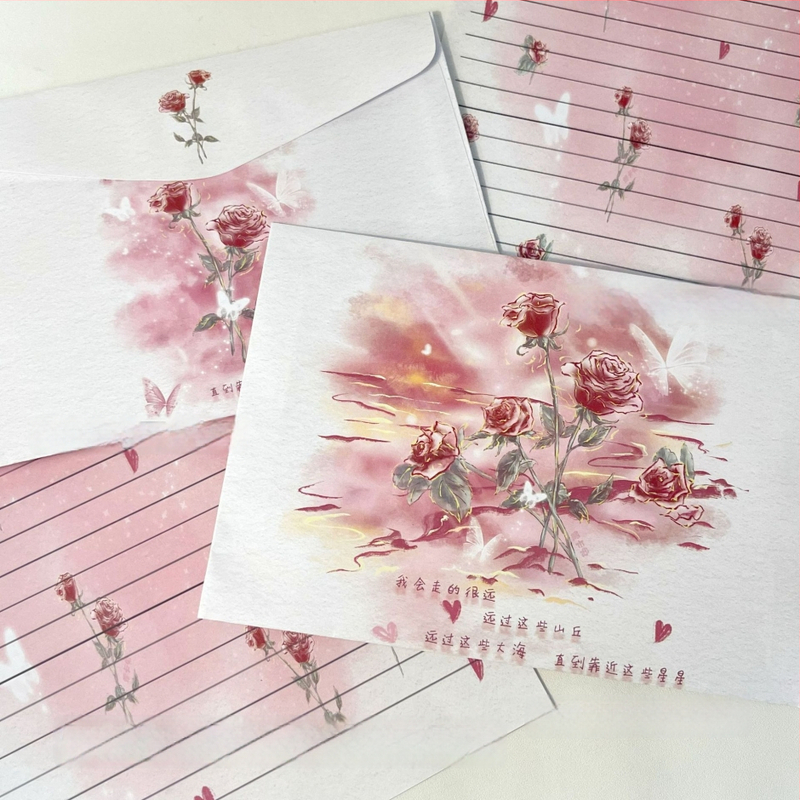 Комплект за писма: плик и листове офсетова хартия, стил китайски плик, без лого, без персонализация