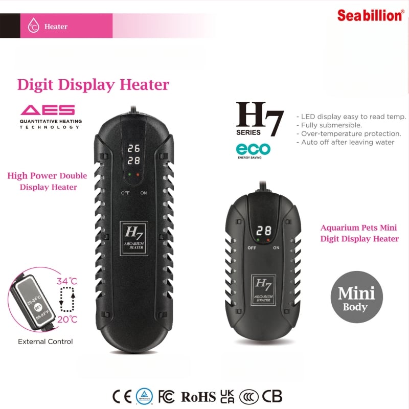 Мини нагревател за аквариум с LED дисплей, цифров контрол на температурата, 25W