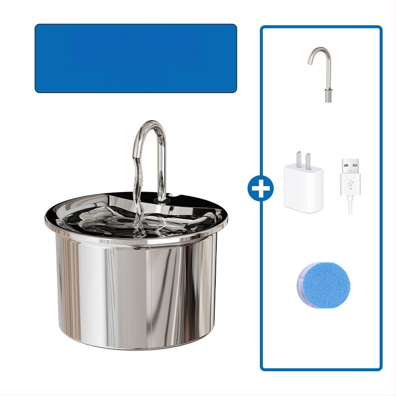 Fântână de apă pentru animale de companie din oțel inoxidabil — ciclu automat, funcționare silențioasă, design detașabil, model FT444, cod articol 2505KFZB3688, potrivit pentru pisici și câini