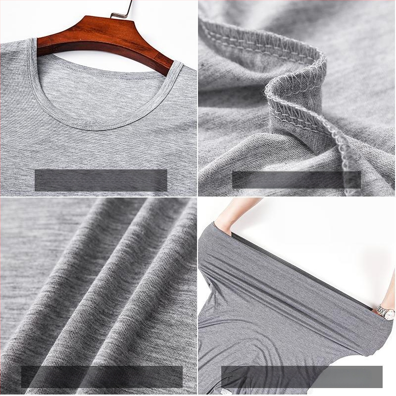 Férfi Modal anyagú kerek nyakú rövid ujjú póló — Minimalista stílus, 161-180 g/m², egész éves viselésre