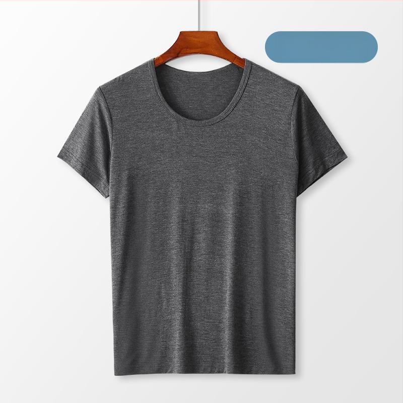 Férfi Modal anyagú kerek nyakú rövid ujjú póló — Minimalista stílus, 161-180 g/m², egész éves viselésre