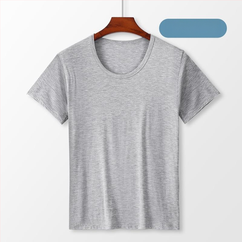 Férfi Modal anyagú kerek nyakú rövid ujjú póló — Minimalista stílus, 161-180 g/m², egész éves viselésre