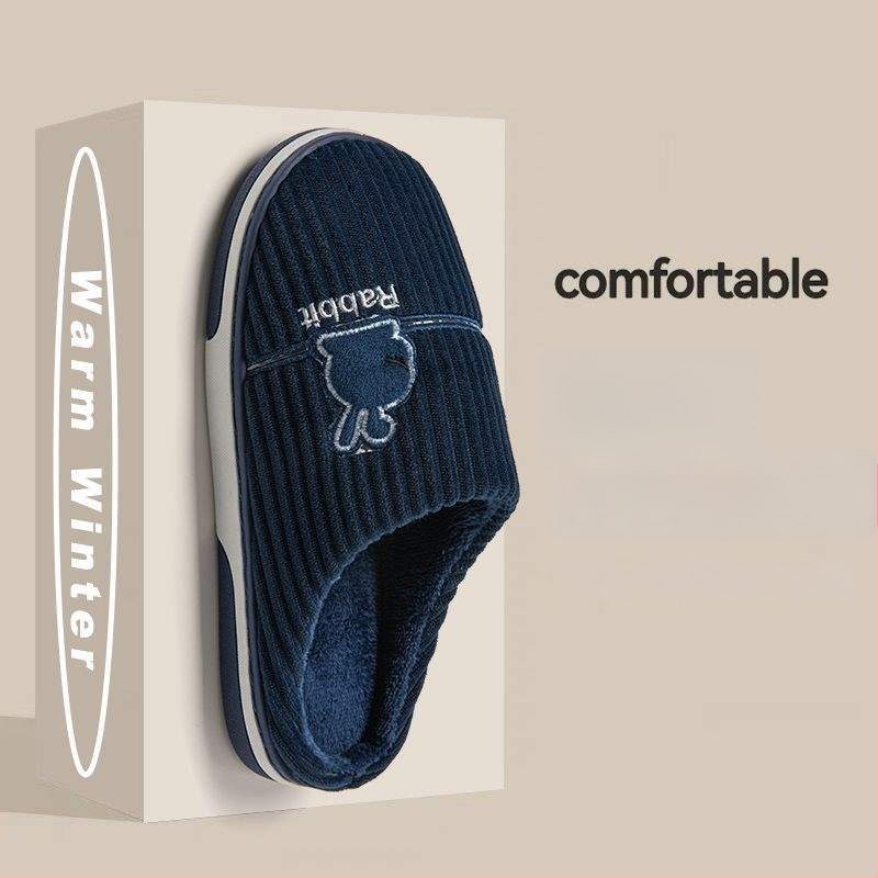 Ανδρικές χειμερινές παντόφλες με σόλα TPR, επάνω μέρος Corduroy, επένδυση φλίς για ζεστασιά