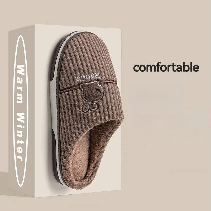 Ανδρικές χειμερινές παντόφλες με σόλα TPR, επάνω μέρος Corduroy, επένδυση φλίς για ζεστασιά