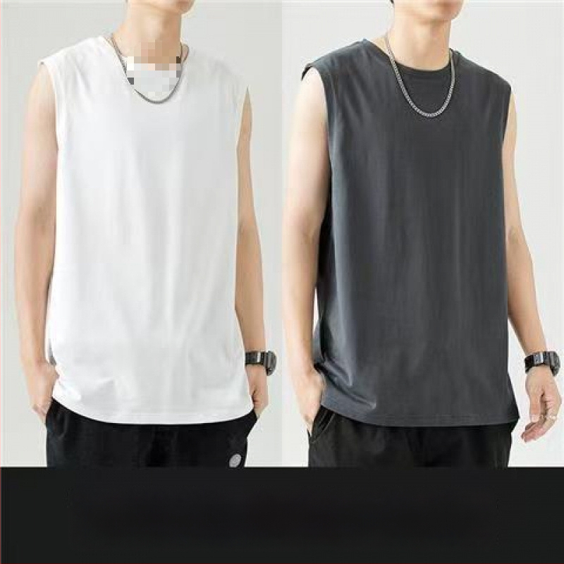 Αμάνικο βαμβακερό γιλέκο, χαλαρή γραμμή, εκτύπωση λογότυπου, 96% βαμβάκι