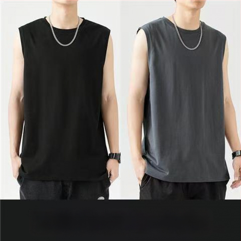 Αμάνικο βαμβακερό γιλέκο, χαλαρή γραμμή, εκτύπωση λογότυπου, 96% βαμβάκι