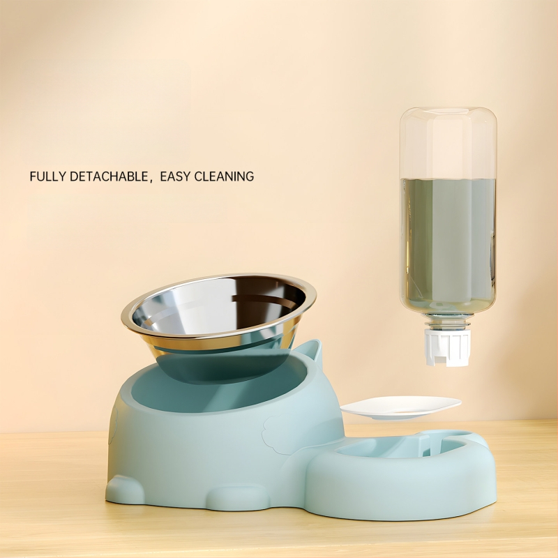 Vas dublu pentru animale de companie cu alimentator de apă automat pentru pisici și câini, corp separat, greutate 1 kg, nedetașabil, fără suport pentru aplicații
