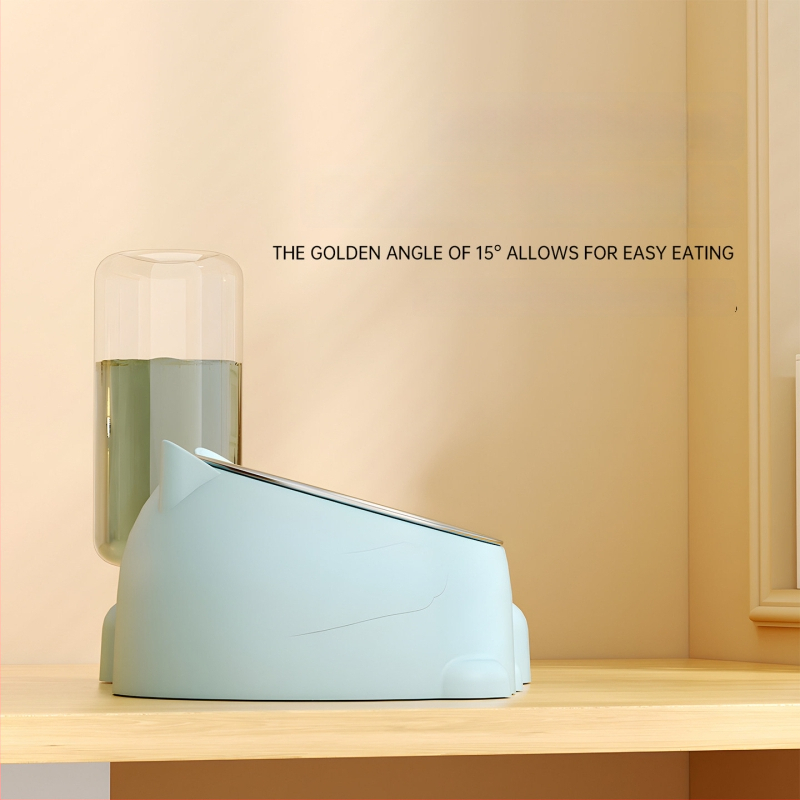 Vas dublu pentru animale de companie cu alimentator de apă automat pentru pisici și câini, corp separat, greutate 1 kg, nedetașabil, fără suport pentru aplicații