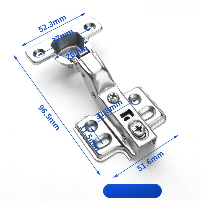 Μεντεσές πόρτας ντουλάπας με υδραυλική απόσβεση για ήσυχο άνοιγμα, νικελωμένος σώμα από χάλυβα ψυχρής έλασης, κατάλληλος για ξύλινες πόρτες/ντουλάπες