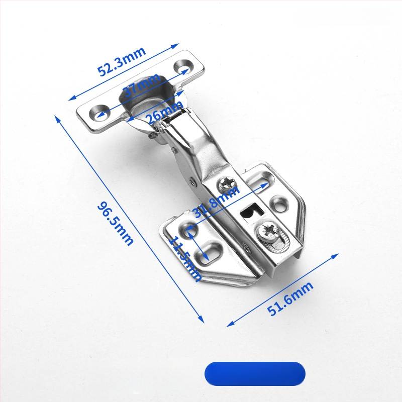 Μεντεσές πόρτας ντουλάπας με υδραυλική απόσβεση για ήσυχο άνοιγμα, νικελωμένος σώμα από χάλυβα ψυχρής έλασης, κατάλληλος για ξύλινες πόρτες/ντουλάπες