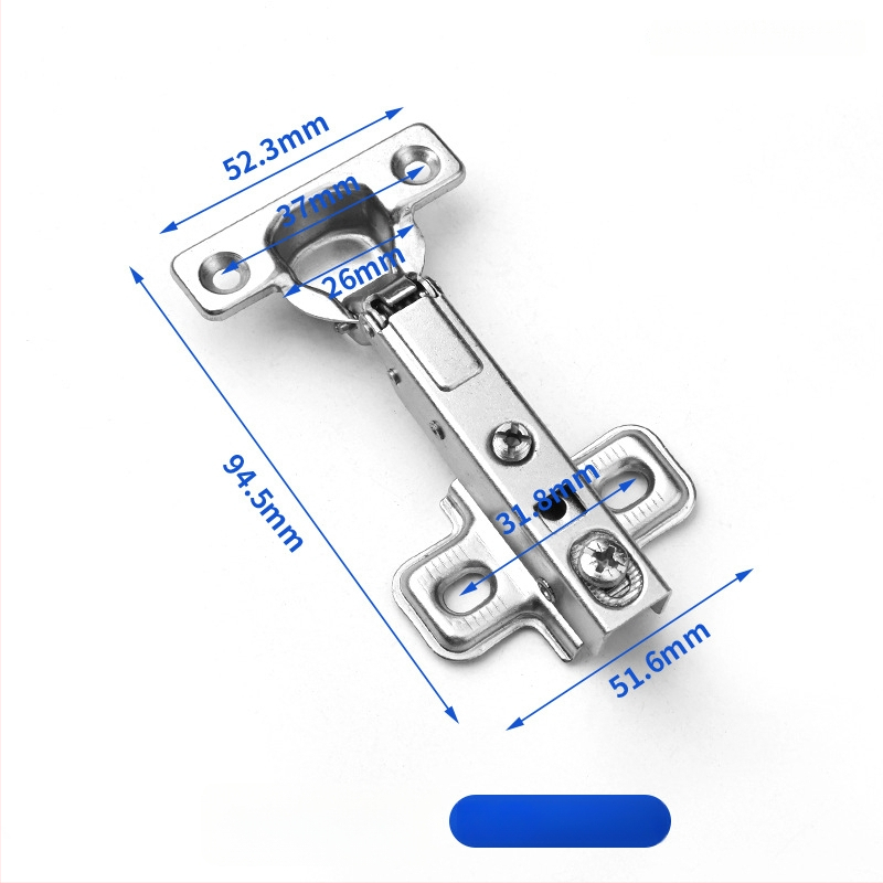 Μεντεσές πόρτας ντουλάπας με υδραυλική απόσβεση για ήσυχο άνοιγμα, νικελωμένος σώμα από χάλυβα ψυχρής έλασης, κατάλληλος για ξύλινες πόρτες/ντουλάπες