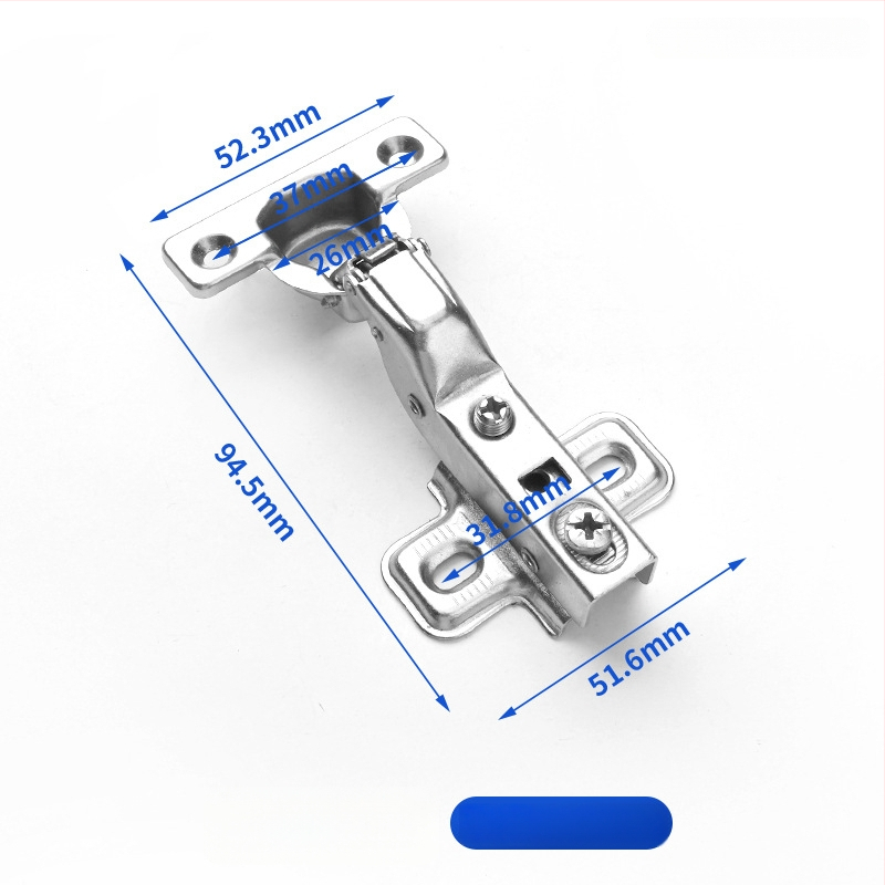 Μεντεσές πόρτας ντουλάπας με υδραυλική απόσβεση για ήσυχο άνοιγμα, νικελωμένος σώμα από χάλυβα ψυχρής έλασης, κατάλληλος για ξύλινες πόρτες/ντουλάπες