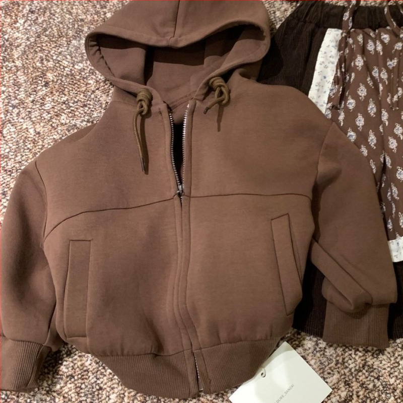 Σετ δύο τεμαχίων για κορίτσια: τοπ από βαμβάκι и φούστα από corduroy για άνοιξη-φθινόπωρο, χαλαρό στυλ