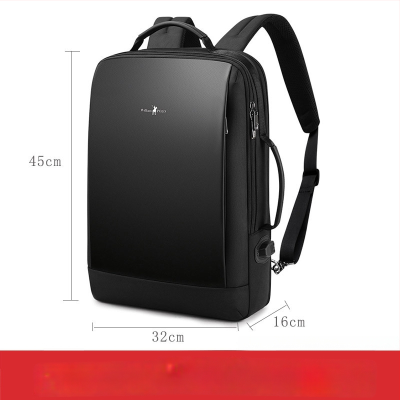 WILLIAMPOLO taška na notebook pre mužov — obchodné cestovanie, syntetická koža, kapacita pod 20 l, oblúkový ramenný remienok, vodeodolný