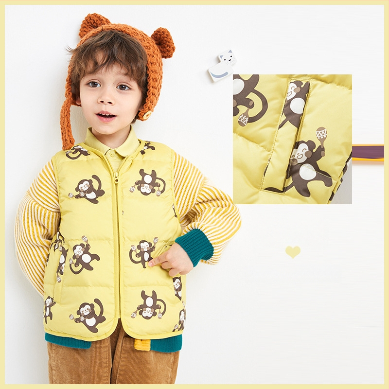 Παιδικό γιλέκο με πούπουλα χωρίς μανίκια, για αγόρια και κορίτσια, φθινόπωρο 2023, γέμισμα από λευκό πούπουλο πάπιας, εξωτερικό ύφασμα πολυεστέρα, επένδυση νάιλον