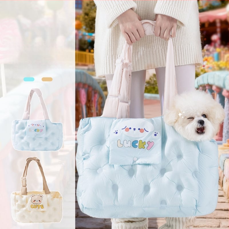 Geantă Sour Bear pentru animale de companie, pentru pisici și câini mici, cu umplutură moale din bumbac 3D, model desen animat, capacitate de până la 7,5 kg